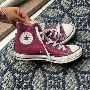 Maroon all star high top converse